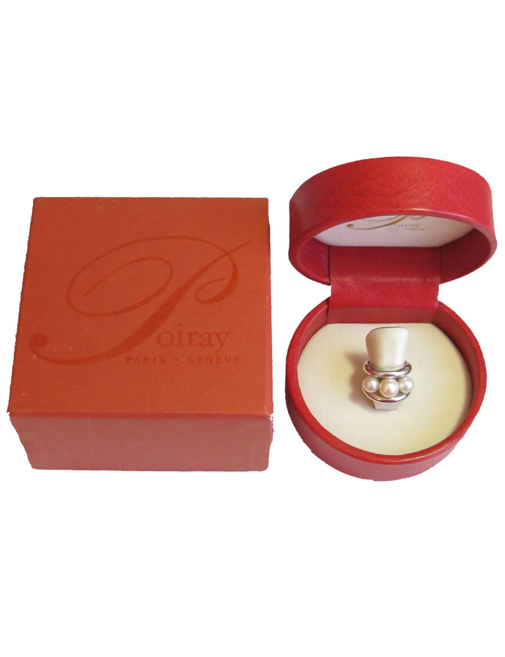 Bague "Fidji" POIRAY en or blanc et perles T53