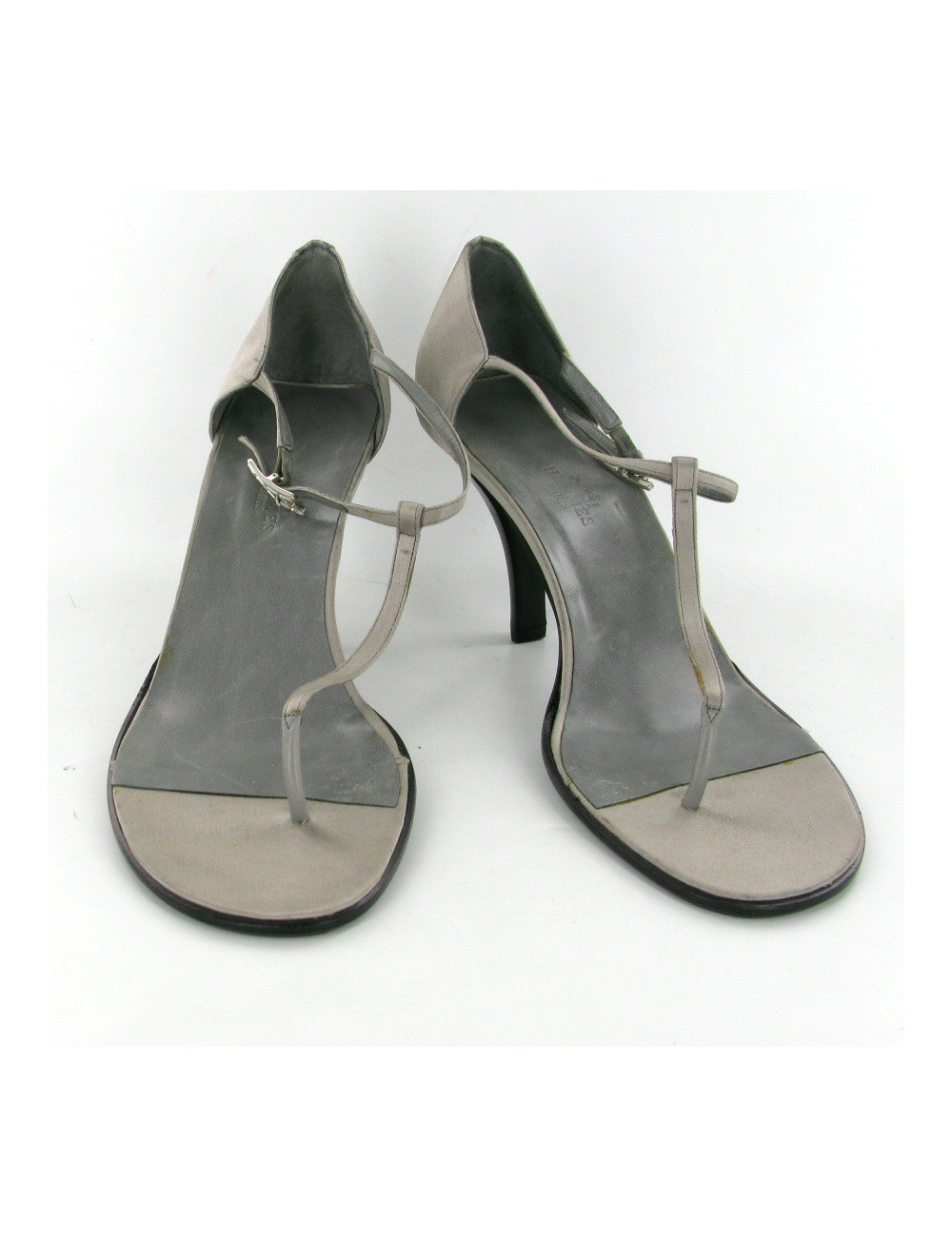 Sandales HERMES vintage T40 en satin gris