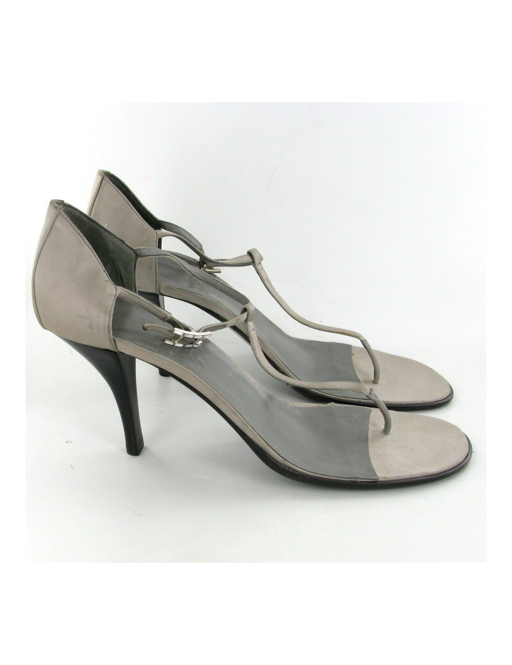 Sandales HERMES vintage T40 en satin gris