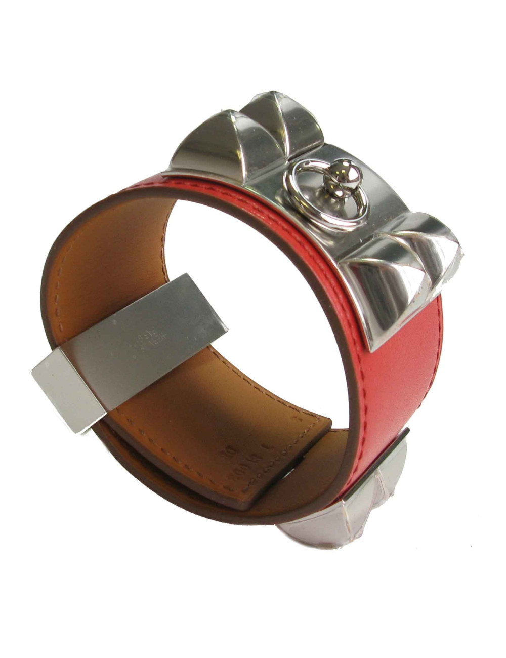 Manchette Médor CDC  cuir de veau tadelakt sanguine