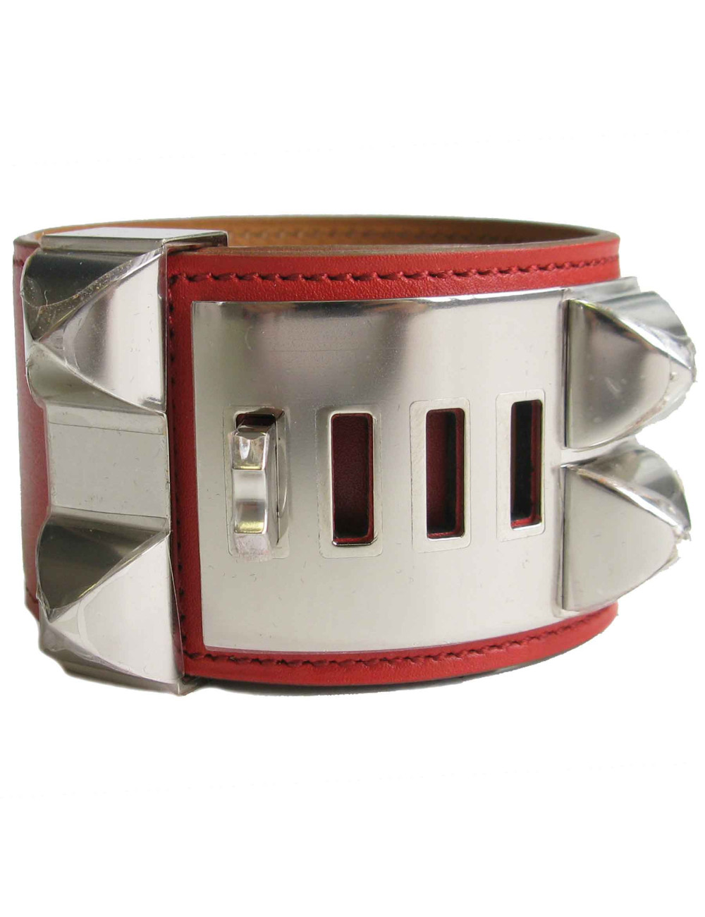 Manchette Médor CDC  cuir de veau tadelakt sanguine