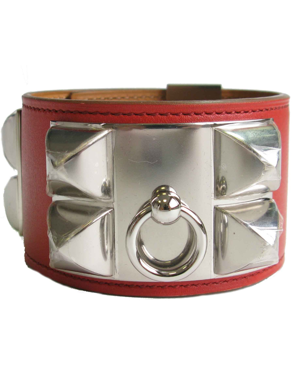 Manchette HERMES CDC cuir veau tadelakt sanguine