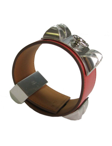 Manchette HERMES CDC cuir veau tadelakt sanguine 2