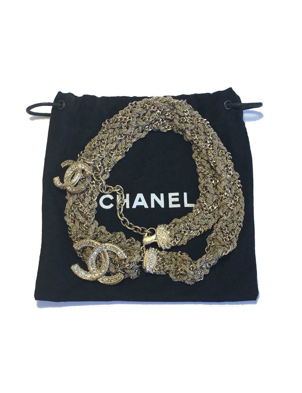 CHANEL Gilded metal chains belt