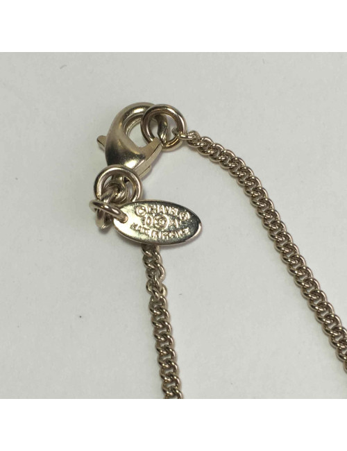 Collier CHANEL CC strass, perle nacrée et métal doré