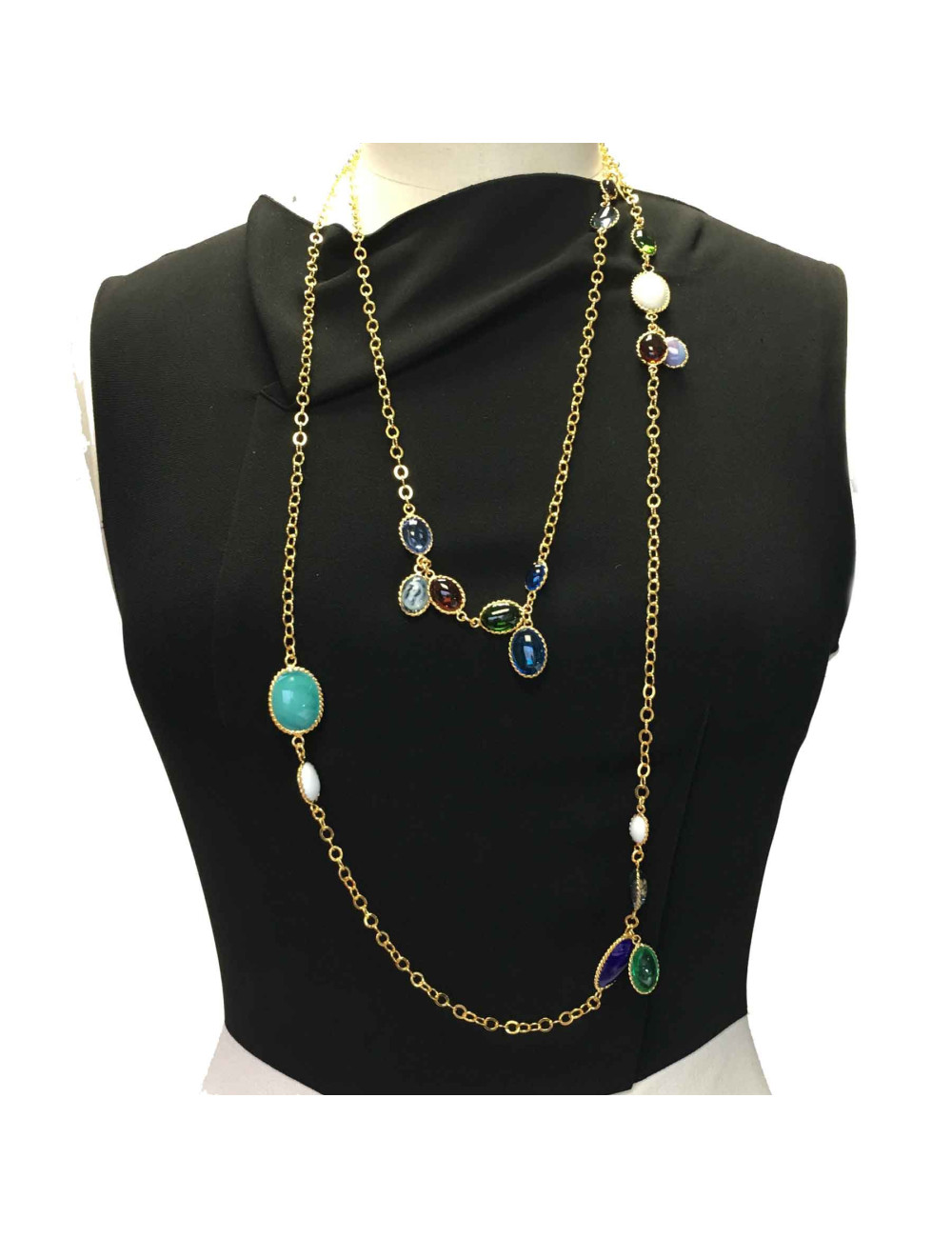 Sautoir MARGUERITE DE VALOIS pastilles en pâte de verre