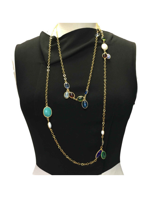 Sautoir MARGUERITE DE VALOIS pastilles en pâte de verre