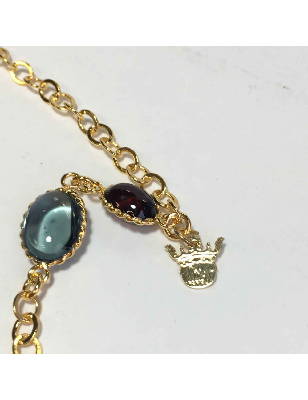 xxx Sautoir MARGUERITE DE VALOIS 'Waterfalls' en pâte de verre et métal doré