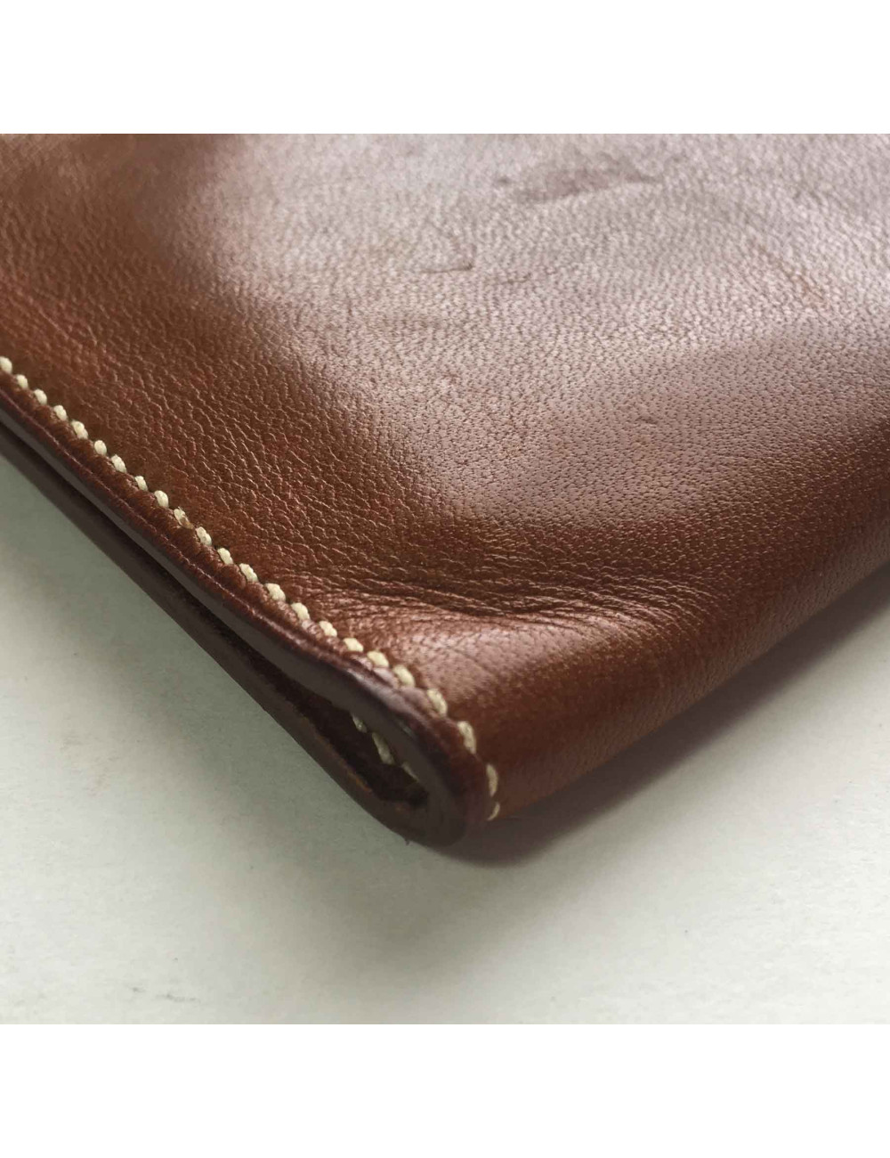 Porte-cartes HERMES en veau barénia marron