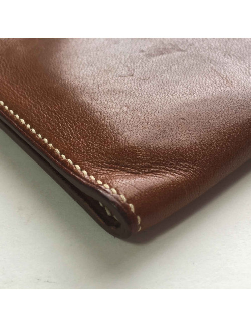 Porte-cartes HERMES en veau barénia marron