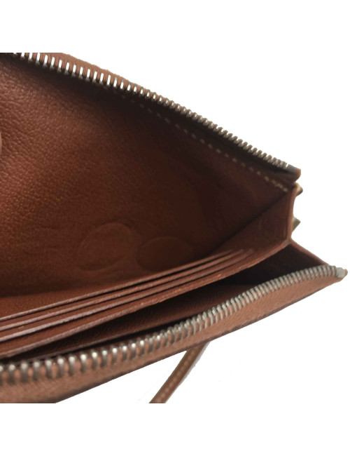 Porte-cartes HERMES en veau barénia marron