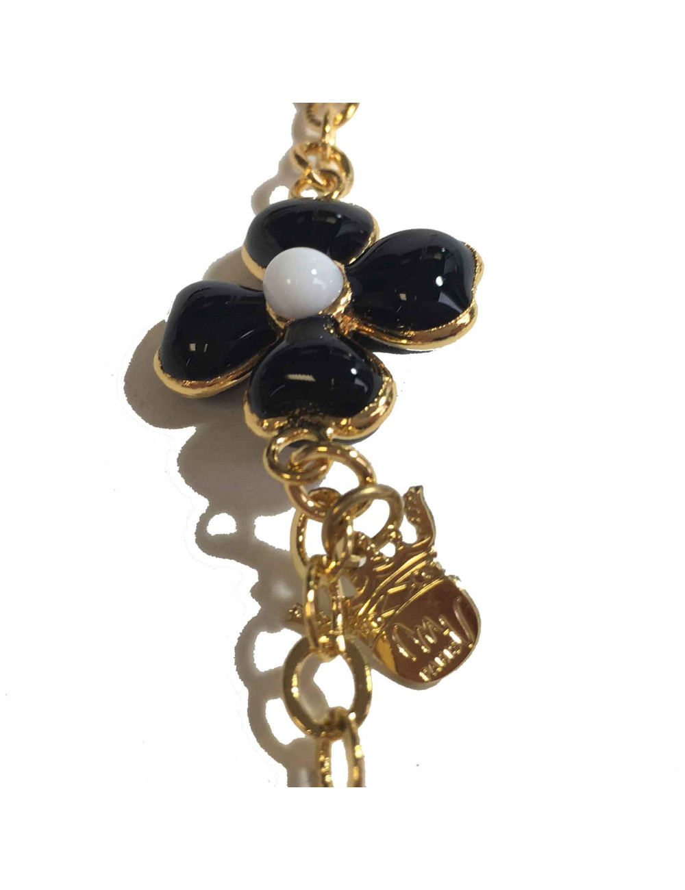 Sautoir MARGUERTE DE VALOIS Fleurettes noires et blanches