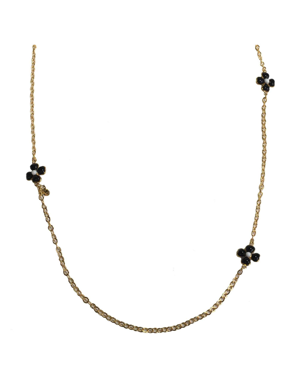 Sautoir MARGUERTE DE VALOIS Fleurettes noires et blanches