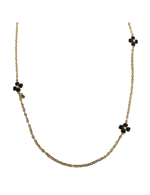 Sautoir MARGUERTE DE VALOIS Fleurettes noires et blanches