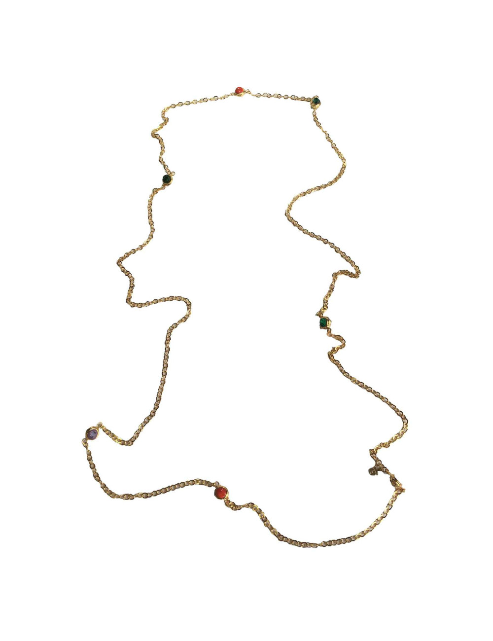 Sautoir MARGUERITE DE VALOIS pâte de verre multicolore et métal doré à l'or fin