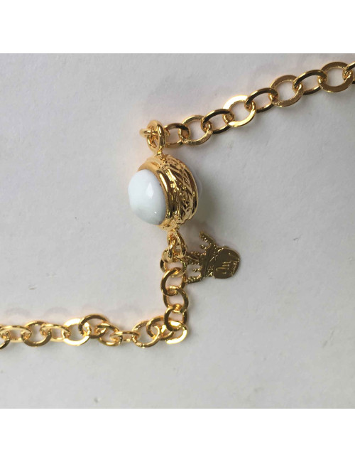 Sautoir MARGUERITE DE VALOIS pâte de verre multicolore et métal doré à l'or fin