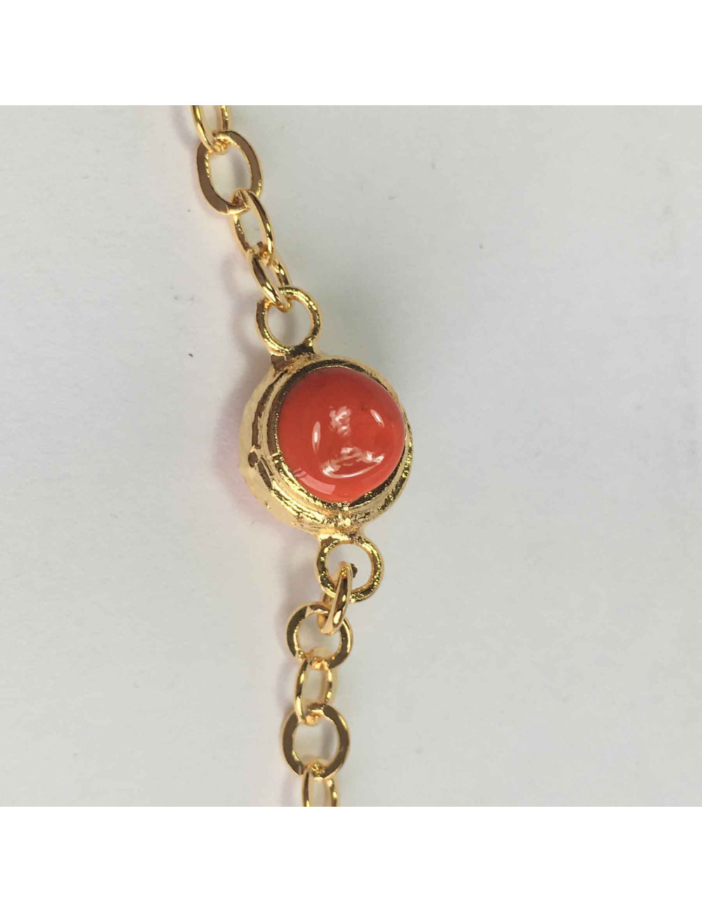 Sautoir MARGUERITE DE VALOIS pâte de verre multicolore et métal doré à l'or fin