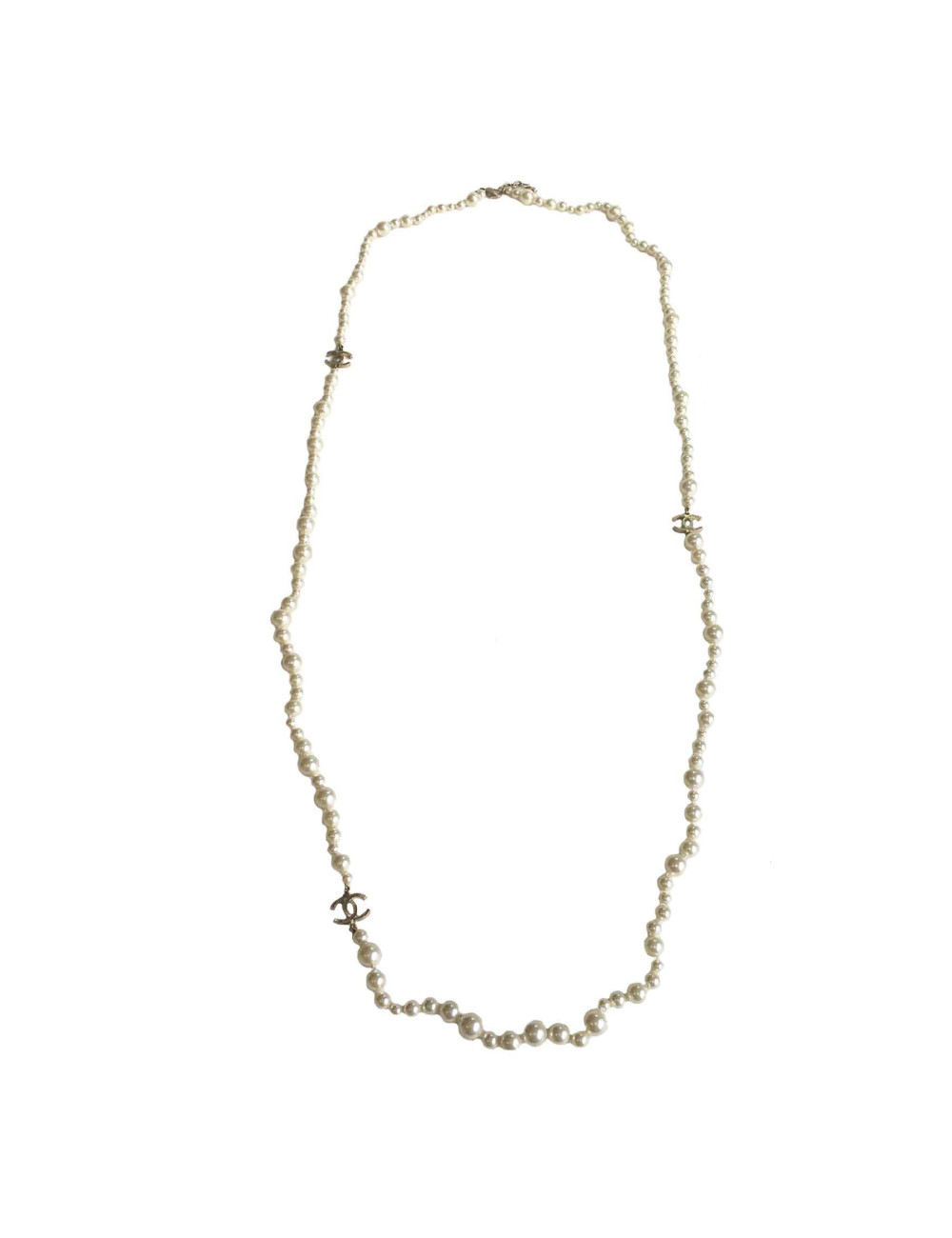 Sautoir double rangs chanel perles nacrées