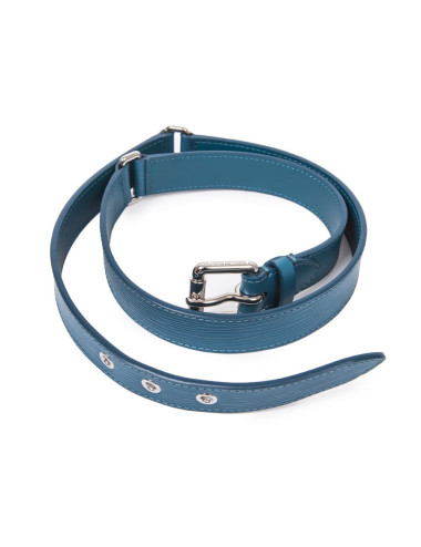 Ceinture "Trio" cuir épi bleu cyan T85