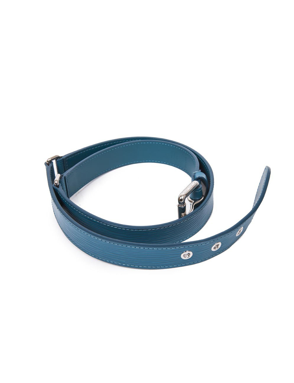 Ceinture "Trio" cuir épi bleu cyan T85