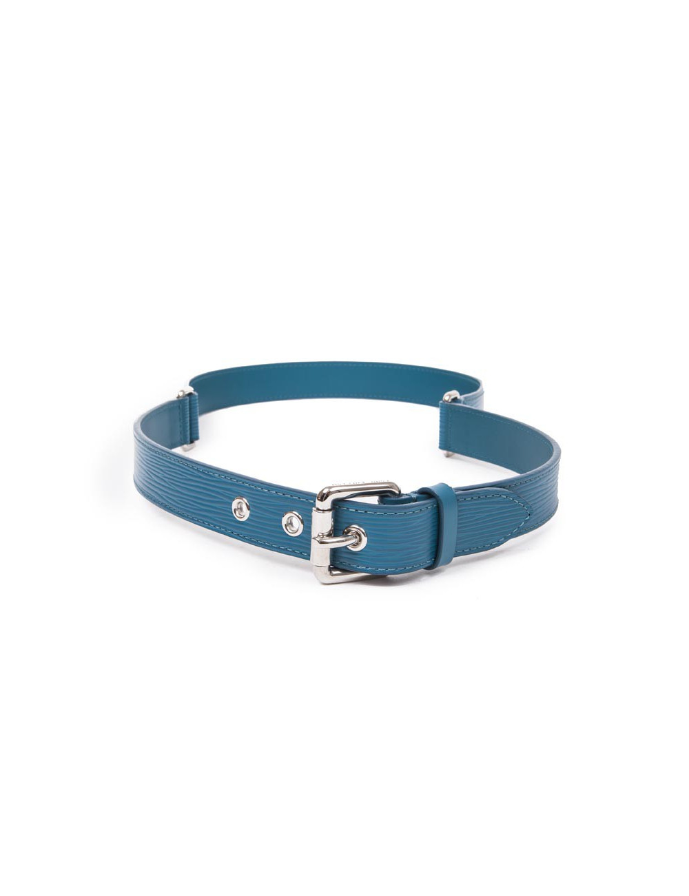Ceinture "Trio" cuir épi bleu cyan T85