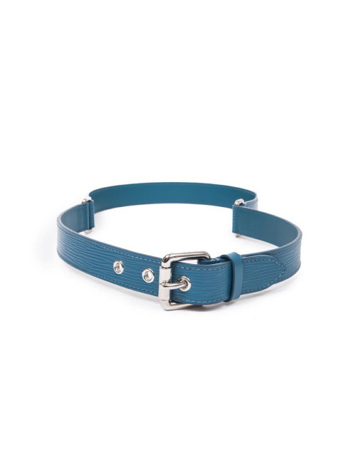 Ceinture "Trio" cuir épi bleu cyan T85