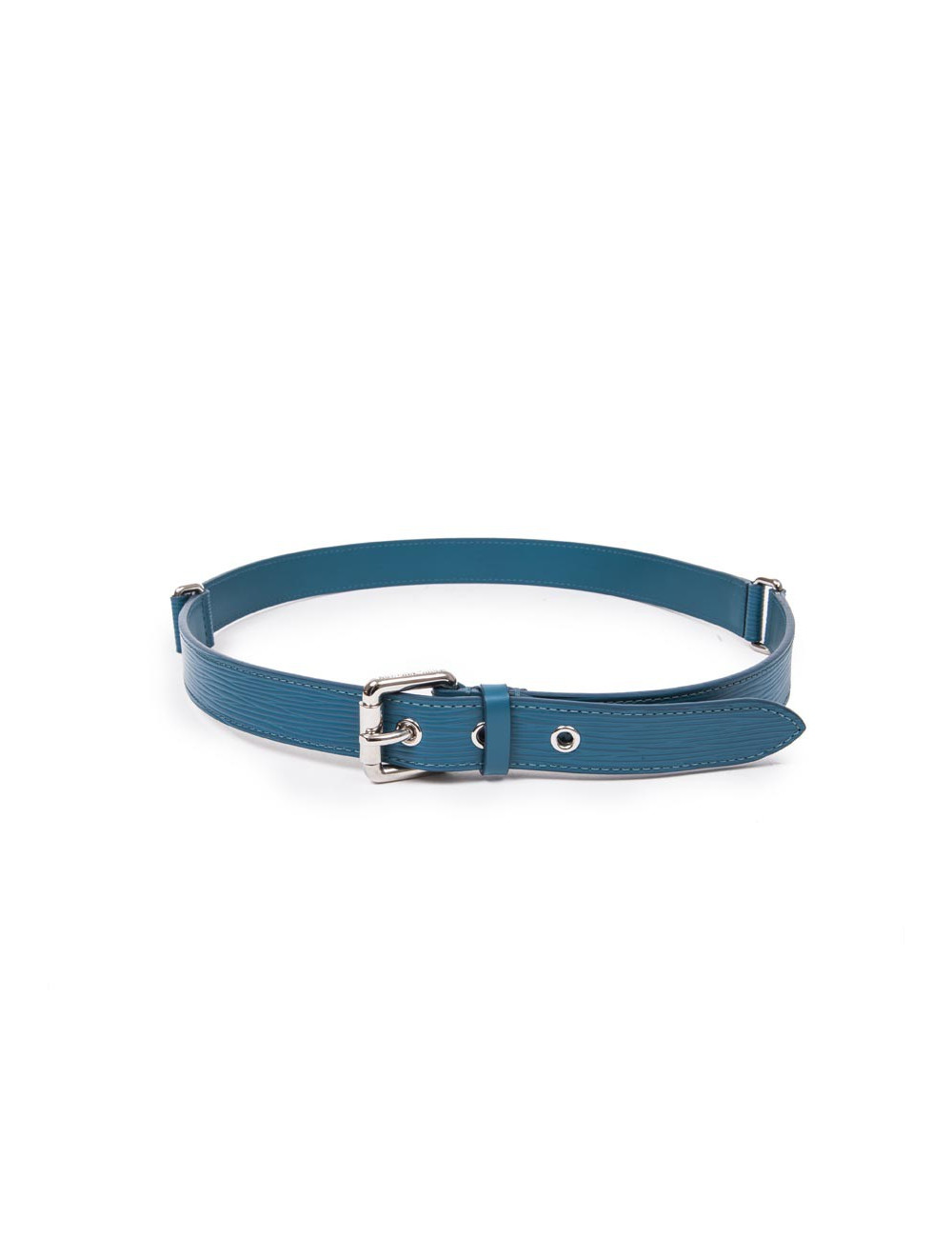 LOUIS VUITTON cyan blue Epi leather Trio belt size 85