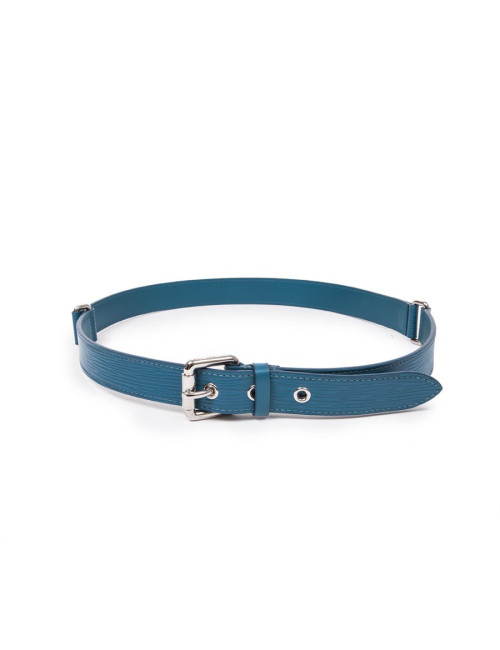 Ceinture "Trio" cuir épi bleu cyan T85