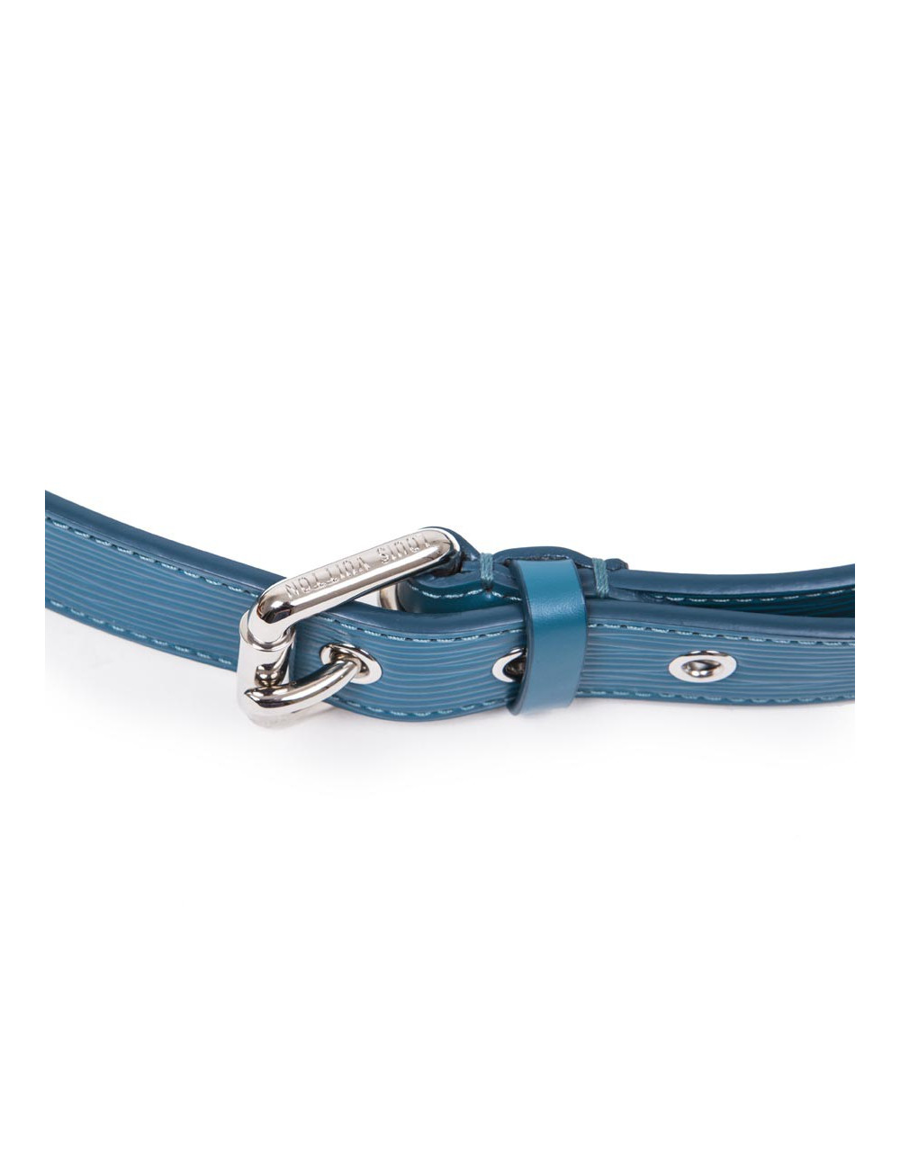 Ceinture "Trio" cuir épi bleu cyan T85