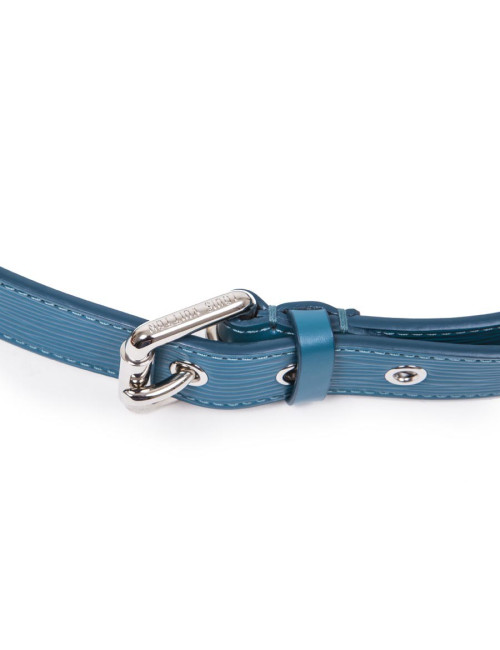 Ceinture "Trio" cuir épi bleu cyan T85