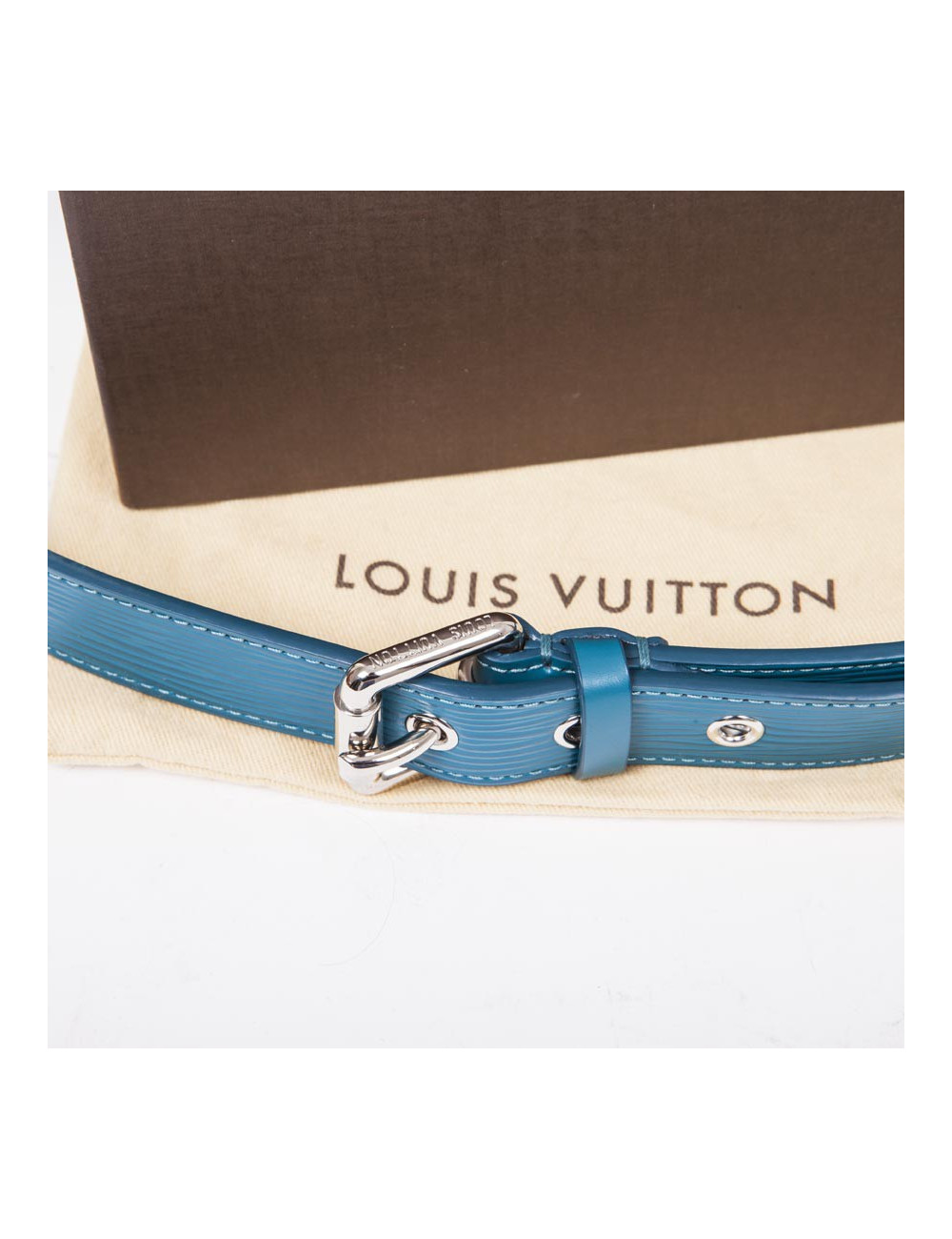 Ceinture "Trio" cuir épi bleu cyan T85