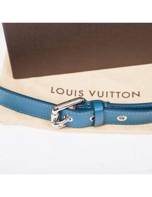 Ceinture "Trio" cuir épi bleu cyan T85