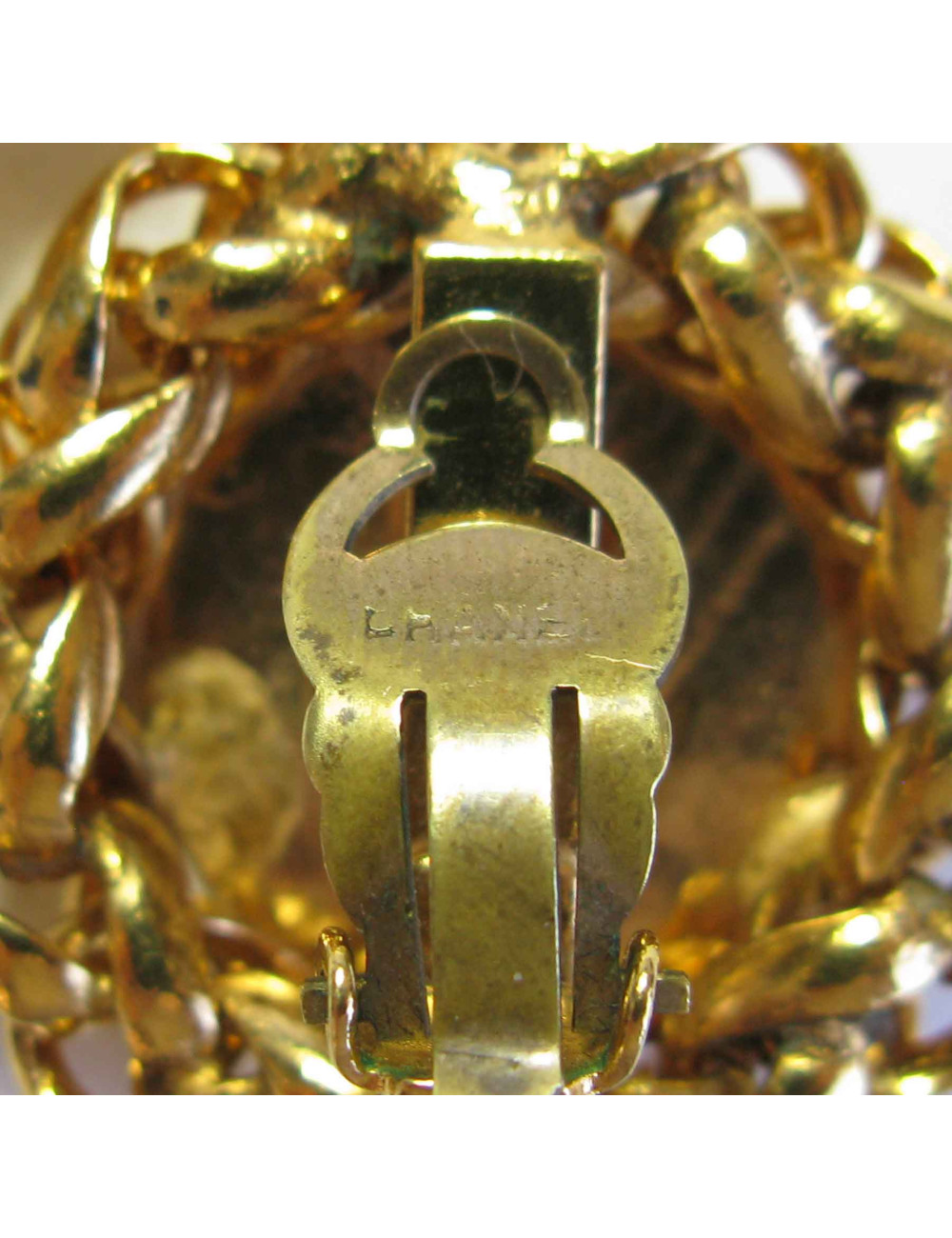 Boucles d'oreille clips CHANEL "épi de blé" en métal doré