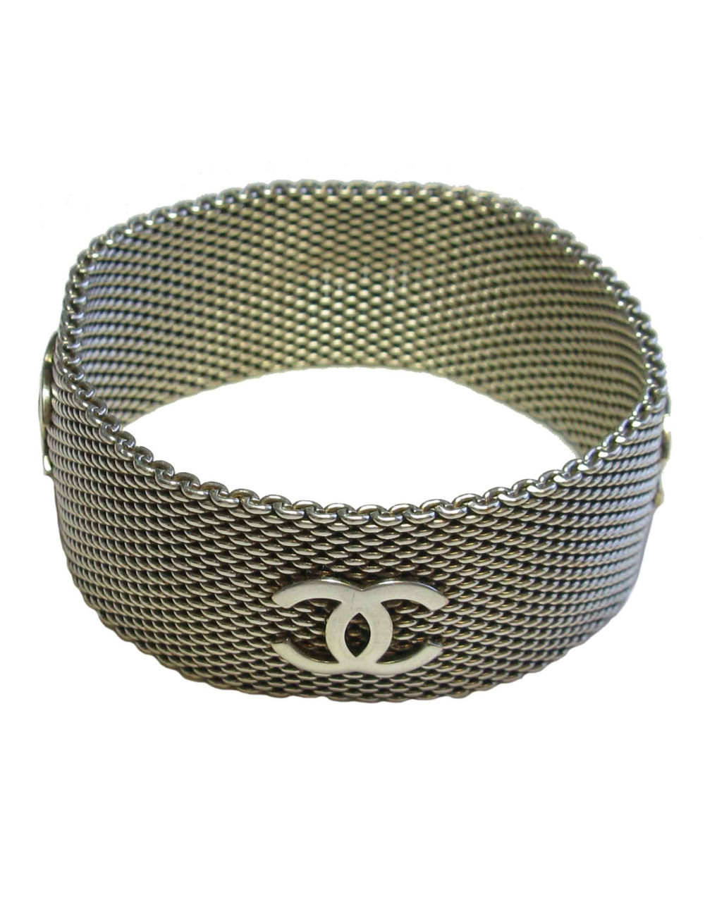 xxx Bracelet CHANEL en maille argentée