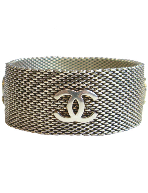  Bracelet CHANEL en maille argentée