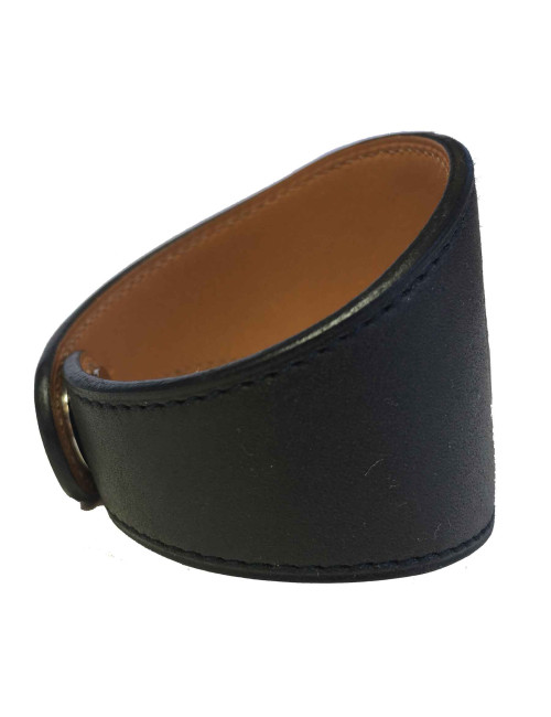 HERMES cuff bracelet in dark brown leather