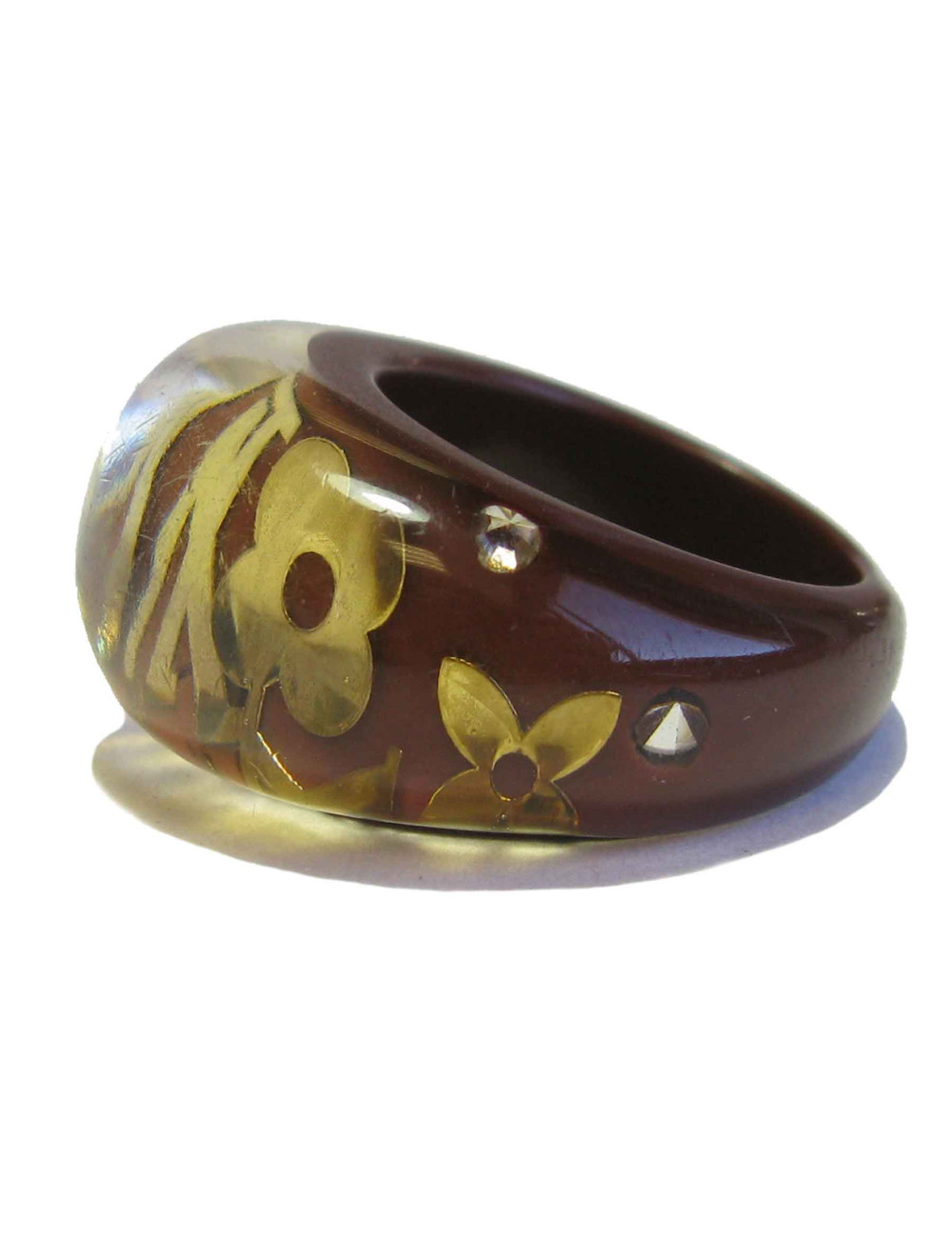  Bague LOUIS VUITTON  T59 modèle inclusion en plastique marron