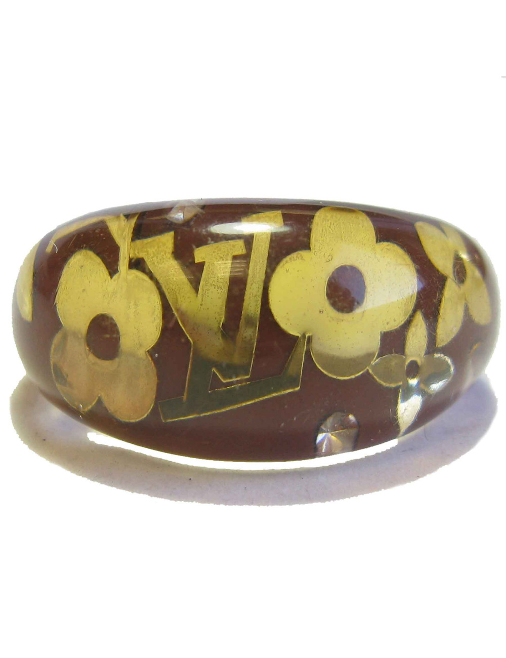  Bague LOUIS VUITTON  T59 modèle inclusion en plastique marron