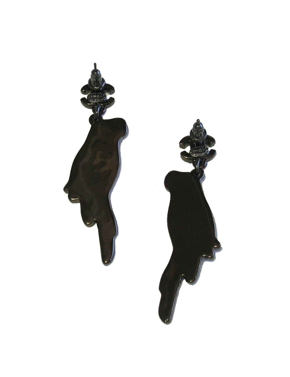 Boucles d'oreille clous CHANEL perroquet "Paris-Cuba"