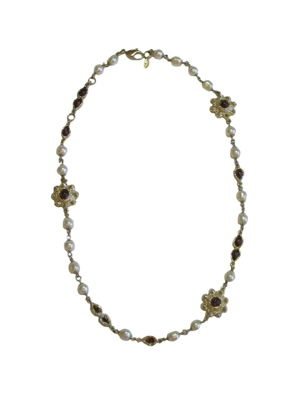 Collier CHANEL pâte de verre, perles nacrées et métal doré