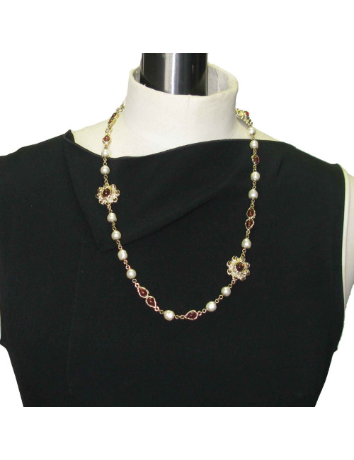 Collier CHANEL pâte de verre, perles nacrées et métal doré