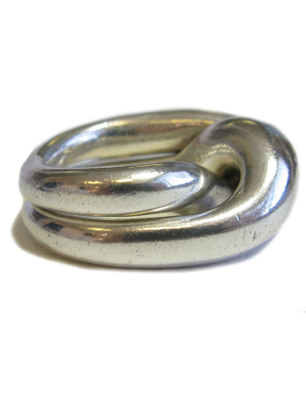  Bague CHANEL T50 double anneau en argent massif