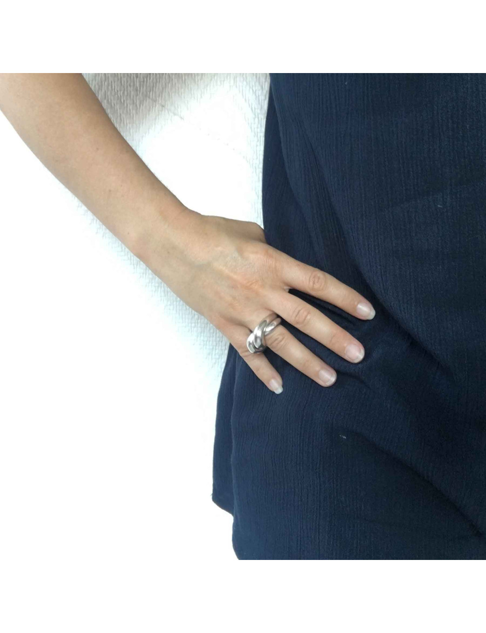  Bague CHANEL T50 double anneau en argent massif