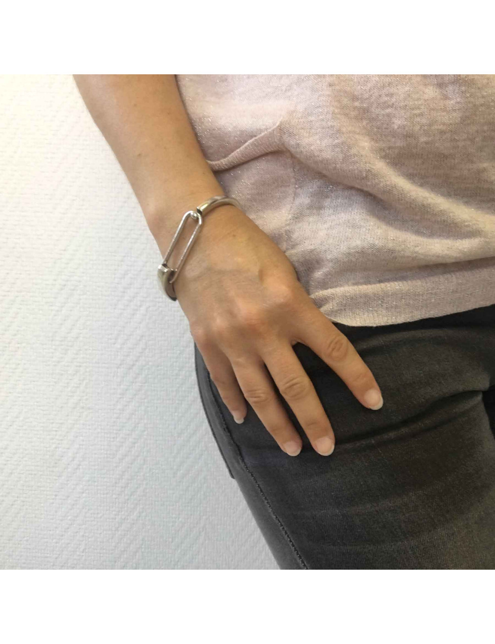 Bracelet HERMES en argent massif