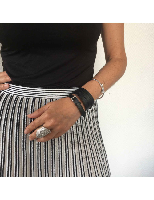 Bracelet HERMES triple rangs cuir