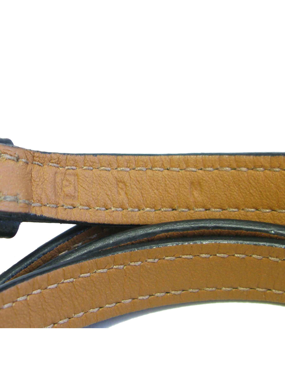 Bracelet HERMES quatre rangs cuir noir