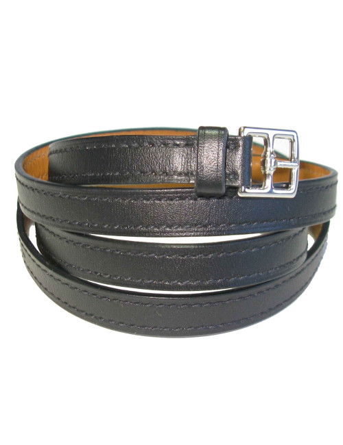 Bracelet HERMES quatre rangs cuir noir