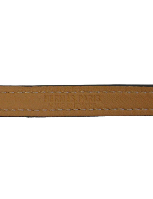 Bracelet HERMES quatre rangs cuir noir