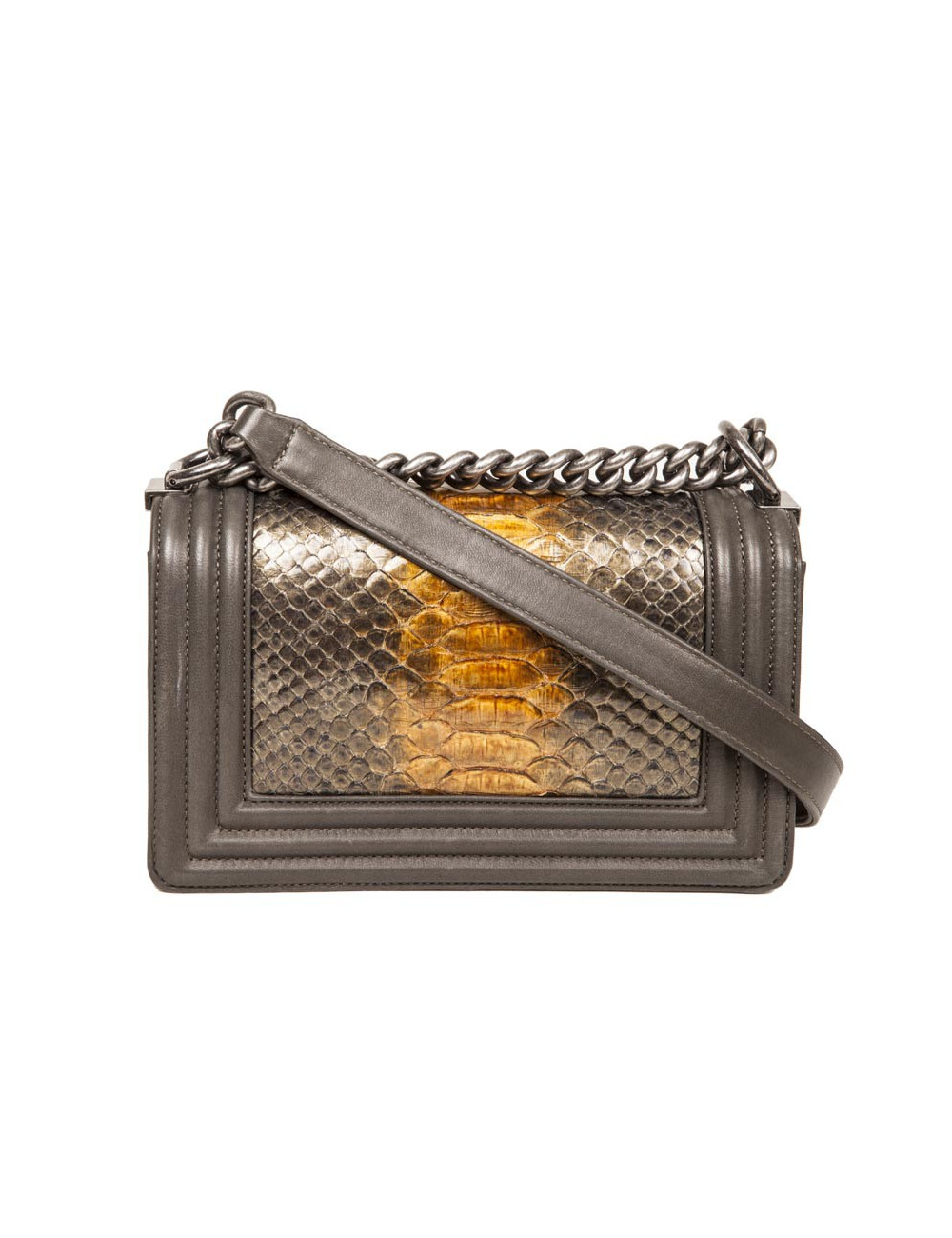 Chanel Boy bag in kaki leather and python 