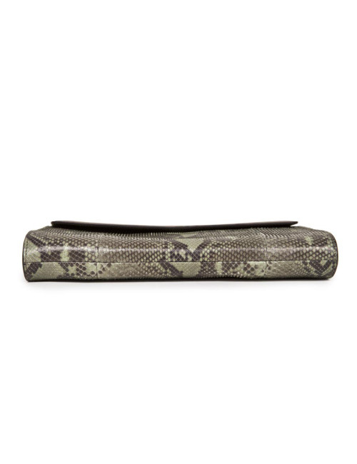 GUCCI green and bronze python clutch